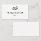 Carte de place de table mariage avec branche d'aqu (Devant / Derrière)