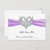 Carte de place de table pour les cygnes en argent  (Devant / Derrière)