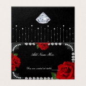 Carte De Place De Table Roses Et Diamants Rouges R (Outside Unfolded)