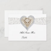 Carte De Place De Table Unicorne Et Dentelle (Devant / Derrière)