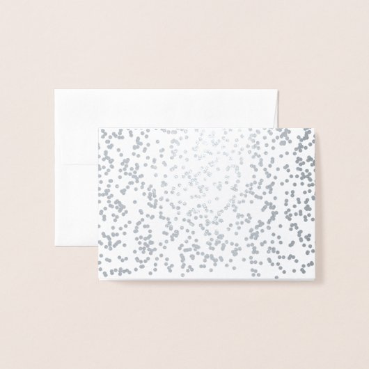 Carte de place d'invité Silver Falling Confetti (Derrière avec enveloppe)