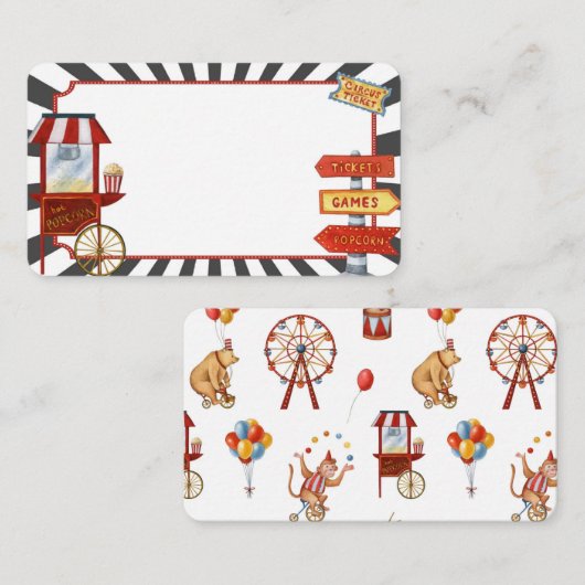 carte de place du carnaval de cirque pour buffet é (Devant / Derrière)