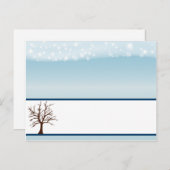 Carte de Place Écrite Twinkling Neige / Arbre nu (Devant / Derrière)