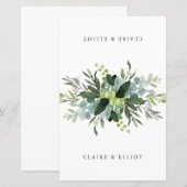 Carte de place Eucalyptus Green Foliing pour coupl (Devant / Derrière)