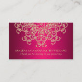 Carte de place inspirée de Hot Pink Indian (Dos)