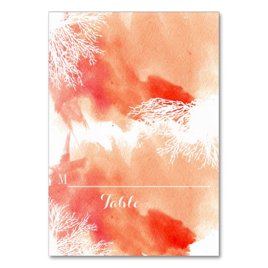 Carte de place mariage de corail moderne aquarelle (Par défaut)