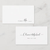 Carte de place mariage de script simple moderne (Devant / Derrière)