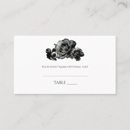 Carte de place Mariage Rose Black Watercolor (Devant)