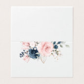 Carte de place mariage rose florale Blush rose Nav (Outside Unfolded)