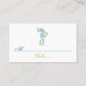 Carte de place mariage vert bleu marine (Dos)