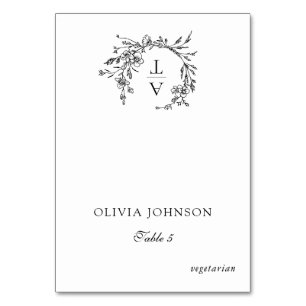 Carte de place Monogram Mariage Repas Choix table