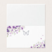 Carte de place papillon fleuri violet argenté (Outside Unfolded)
