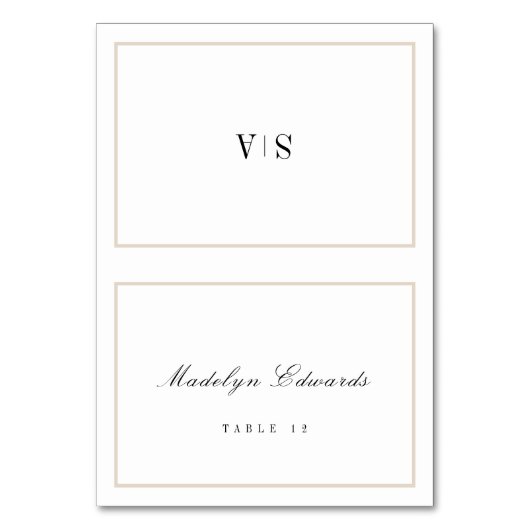 Carte de place pliable minimale monogramme sophist (Par défaut)