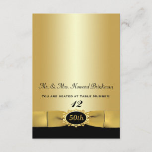 Carte de place pliante Black, Gold 50th Anniversar