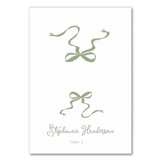 Carte de place pliée Sage Green Bow (Par défaut)