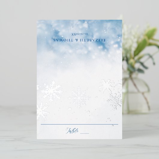 Carte de place pour Mariage de table de neige en c (Debout devant)