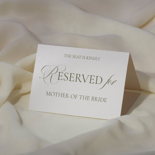 Carte de place réservée pour mariage blanc et vert