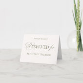 Carte de place réservée pour mariage blanc et vert (Devant)