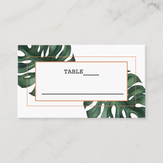 Carte de place Tropical Palm Leaf Monstera (Devant)