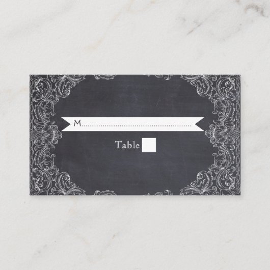 Carte de place vintage frame & chalkboard mariage (Devant)