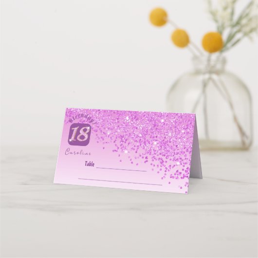 Carte De Placement 18e anniversaire fête Parties scintillant rose (Devant)