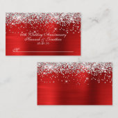 Carte De Placement 40e anniversaire de mariage Argent Rouge Pailleté (Devant / Derrière)