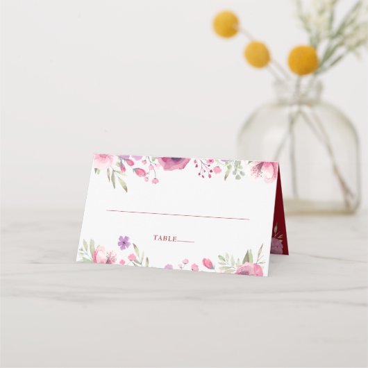 Carte De Placement 40e Anniversaire de Mariage Roses Aquarelle (Devant)