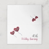 Carte De Placement 40e anniversaire de Ruby ballons rouges coeur blan (Extérieur déplié)