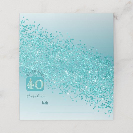 Carte De Placement 40e fête d'anniversaire Parties scintillant bleue  (Extérieur déplié)