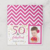 Carte De Placement 50 & Fabuleux Photo Pink Chevron White Gold Party (Extérieur déplié)