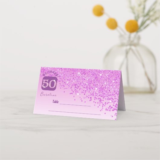 Carte De Placement 50e anniversaire Parties scintillant rose (Devant)