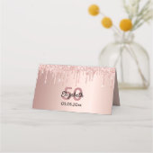Carte De Placement 50e anniversaire rose gouttes rose or (Devant)