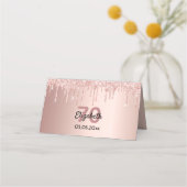Carte De Placement 70e anniversaire rose or parties scintillant rose (Devant)