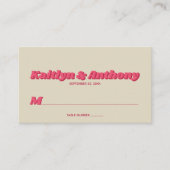 Carte De Placement 70's Retro Super Viva Magenta Mariage (Devant)