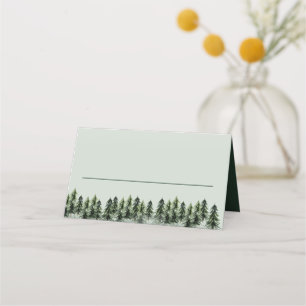 Carte De Placement À feuillage persistant forêt de montagne vert noir