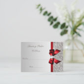 Carte de placement à nœud rouge et sequins argenté (Debout devant)