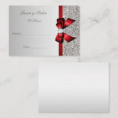 Carte de placement à nœud rouge et sequins argenté (Devant / Derrière)