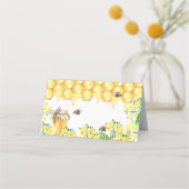 Carte De Placement abeilles nid d'abeille jaune floraux fête de jardi (Dos)