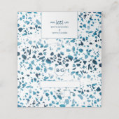 Carte De Placement Abstrait moderne Terrazzo Mosaic Blue Mariage plac (Extérieur déplié)