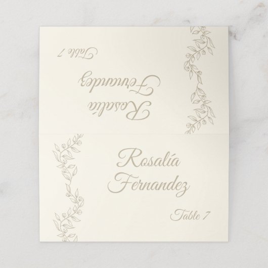 Carte De Placement Affectation de table de champagne élégante personn (Extérieur déplié)