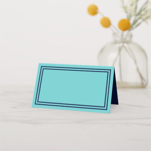 Carte De Placement Ajouter votre texte Aqua Turquoise avec Navy Blue  (Devant)