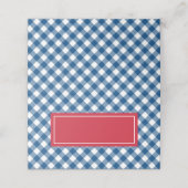 Carte De Placement Ajouter votre texte En vichy Motif bleu avec rouge (Extérieur déplié)