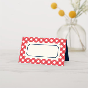 Carte De Placement Ajouter votre texte En vichy rouge avec bordure bl