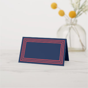 Carte De Placement Ajouter Votre Texte Marine Bleu Triple Saumon Bord