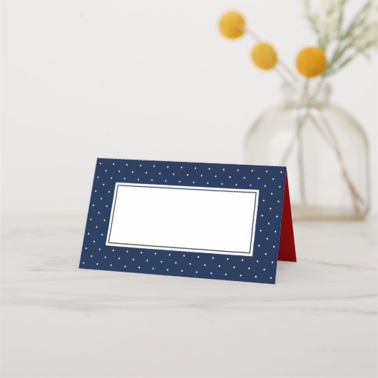 Carte De Placement Ajouter votre texte Modern Blue and White Polka Do (Devant)