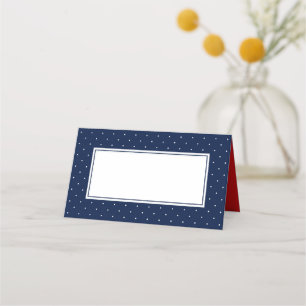 Carte De Placement Ajouter votre texte Modern Blue and White Polka Do