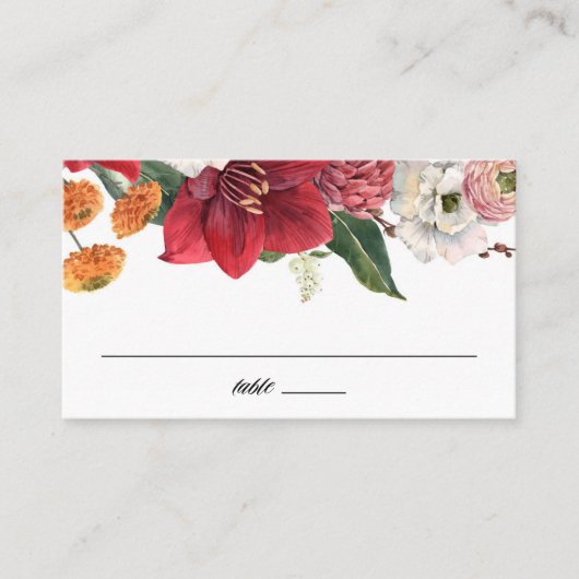 Carte De Placement Amaryllis et Chrysanthemums Mariage botanique (Devant)