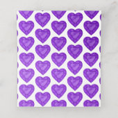 Carte De Placement Améthyste coeur aquarelle invité violet blanc (Intérieur déplié)