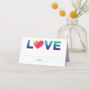 Carte De Placement Amour Arc-en-ciel Couleurs Cœur Mariage