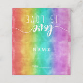 Carte De Placement Amour est Amour Rainbow Watercolor Mariage gay (Extérieur déplié)